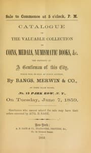 Tapa de Catalogue of the valuable collection of coins, medals, numismatic books ... of a gentleman of this city ...