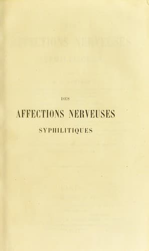Tapa de Des affections nerveuses syphilitiques