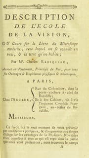Tapa de Description de l'ecole de la vision, ou cours sur le livre du microscope moderne