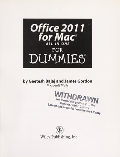 Tapa de Office 2011 for Mac all-in-one for dummies