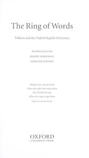 Tapa de RING OF WORDS: TOLKIEN AND THE OXFORD ENGLISH DICTIONARY