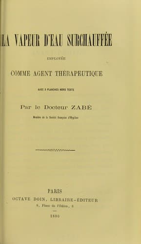 Tapa de La vapeur d'eau surchauff©♭e employ©♭e comme agent th©♭rapeutique