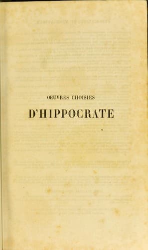 Tapa de Oeuvres choisies d'Hippocrate