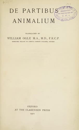 Tapa de De partibus animalium