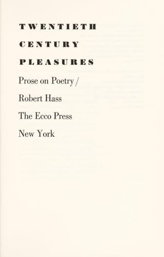 Tapa de Twentieth century pleasures