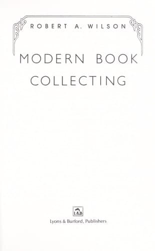 Tapa de Modern book collecting