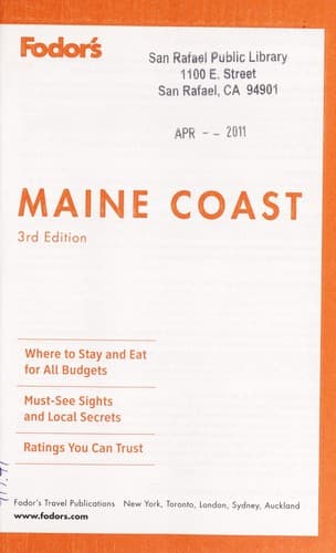 Tapa de Fodor's Maine coast