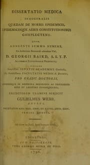 Tapa de Dissertatio medica inauguralis quaedam de morbis epidemicis, epidemicisque aeris constitutionibus complectens ...