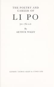 Tapa de The poetry and career of Li Po, 701-762 A.D.