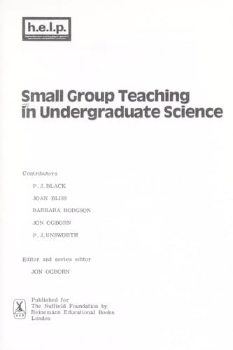 Tapa de Small group teaching in undergraduate science