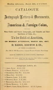 Tapa de Catalogue of autograph letters & documents, and American & foreign coins ...