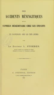 Tapa de Des accidents m©♭ningitiques de la syphilis h©♭r©♭ditaire chez les enfants et en particulier chez les tr©·s jeunes