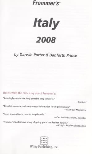 Tapa de Frommer's Italy 2008