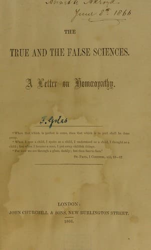 Tapa de The true and the false sciences