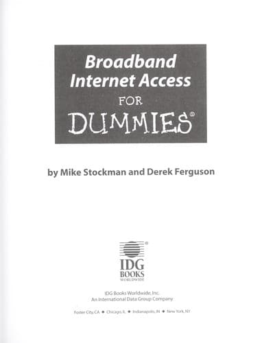 Tapa de Broadband Internet access for dummies