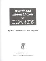 Tapa de Broadband Internet access for dummies