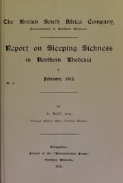 Tapa de Report on sleeping sickness in northern Rhodesia to February 1912