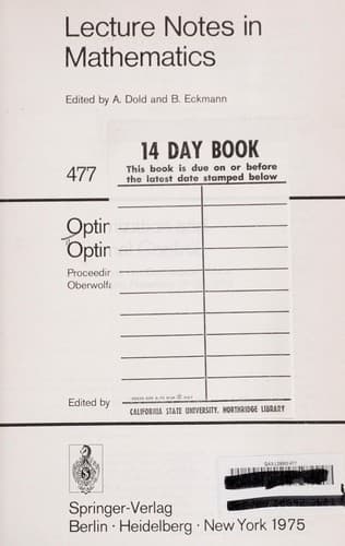 Tapa de Optimization and optimal control