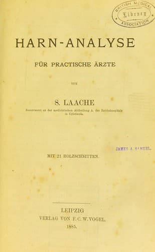Tapa de Harn-analyse für Practische Ärzte