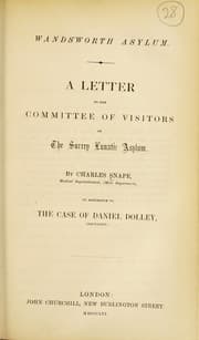 Tapa de Wandsworth asylum : a letter to the committee of visitors of the Surrey Lunatic Asylum