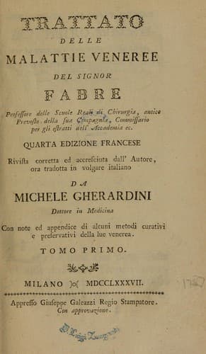 Tapa de Trattato delle malattie veneree ...