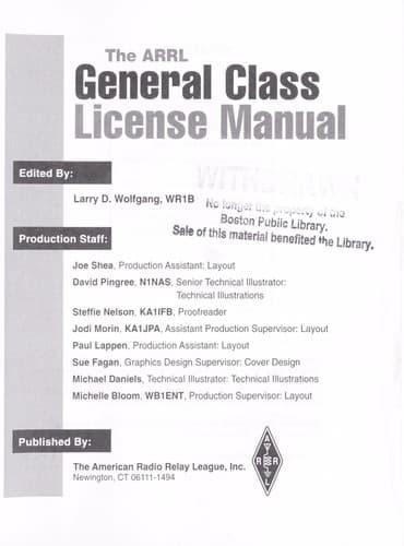 Tapa de The ARRL general class license manual