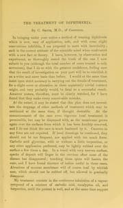 Tapa de Report on a new method of treating diphtheria