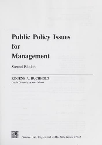 Tapa de Public policy issues for management