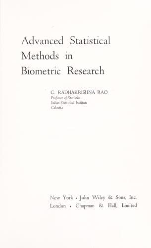 Tapa de Advanced statistical methods in biometric research