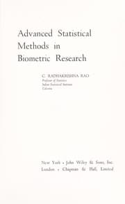 Tapa de Advanced statistical methods in biometric research