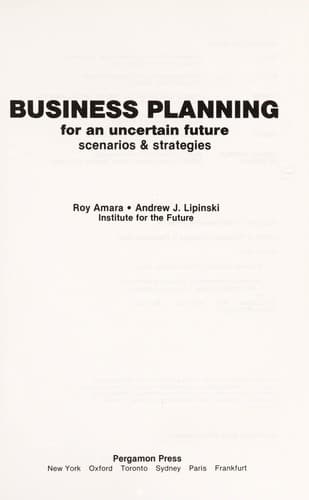 Tapa de Business planning for an uncertain future