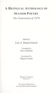 Tapa de A bilingual anthology of Spanish poetry : the generation of 1970