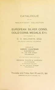 Tapa de Catalogue of the magnificent collection of European silver coins, gold coins, medals, etc