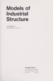 Tapa de Models of industrial structure
