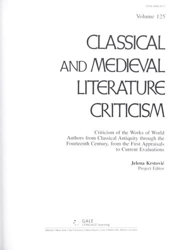 Tapa de Classical and medieval literature criticism