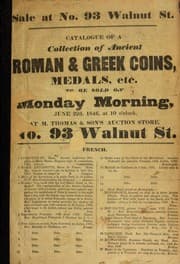 Tapa de Catalogue of a collection of ancient Roman and Greek coins, medals, etc