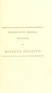 Tapa de Dissertatio medica inauguralis de diabete mellito