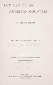 Tapa de Letters of an American countess to her friend