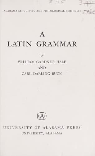 Tapa de A Latin grammar