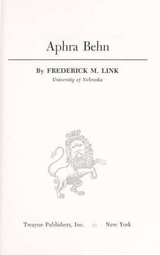 Tapa de Aphra Behn