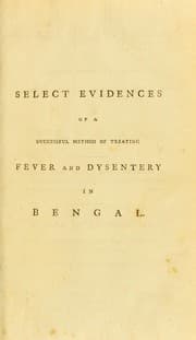 Tapa de Select evidences of a successful method of treating fever and dysentery in Bengal