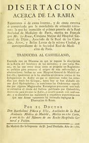 Tapa de Disertacion acerca de la rabia ...