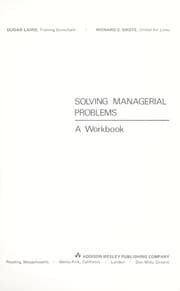 Tapa de Solving managerial problems; a workbook