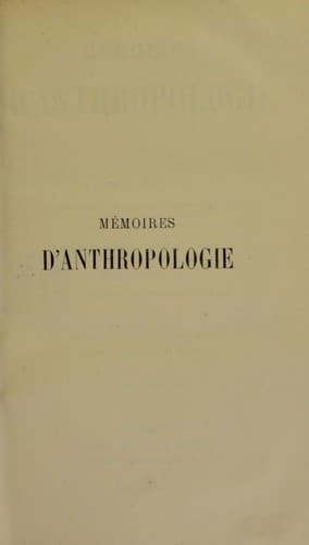 Tapa de M©♭moires d'anthropologie