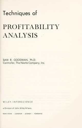 Tapa de Techniques of profitability analysis