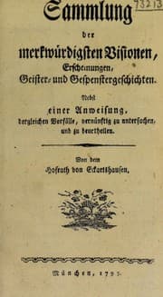 Tapa de Sammlung der merkw©ơrdigsten Visionen Erscheinungen, Geister und Gespenstergeschichten. Nebst einer Anweisung dergleichen Vorf©Þlle vern©ơnftig zu untersuchen, etc