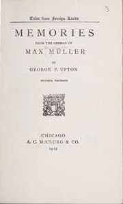 Tapa de Memories, from the German of Max Mu ller