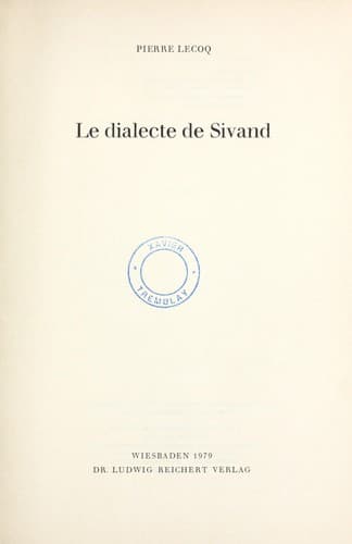 Tapa de Le dialecte de Sivand
