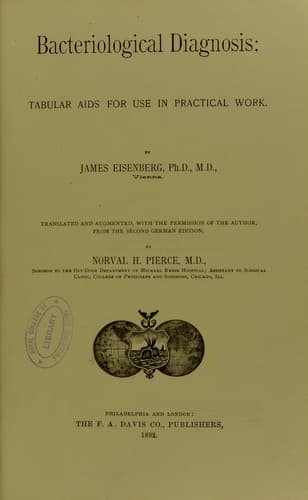 Tapa de Bacteriological diagnosis : tabular aids for use in practical work