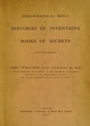 Tapa de Bibliographical notes on histories of inventions and books of secrets